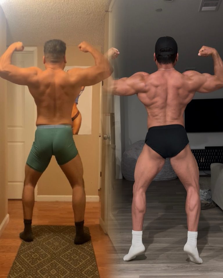 Before-and-after progress photo of Monge Method client 1 of 11, showing their body transformation during coaching