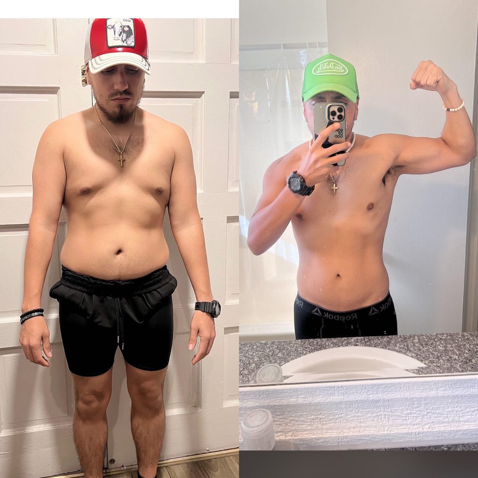 Before-and-after progress photo of Monge Method client 4 of 11, showing their body transformation during coaching
