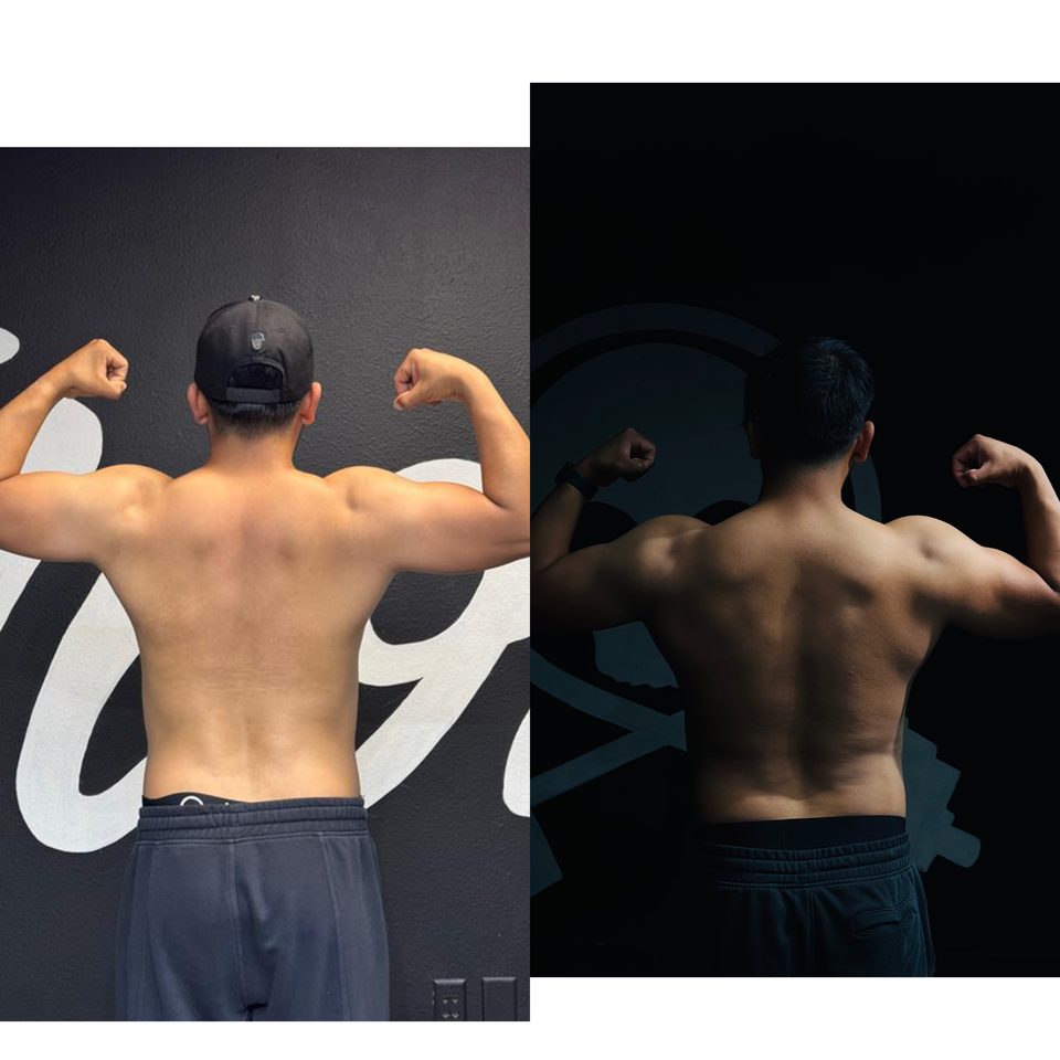 Before-and-after progress photo of Monge Method client 9 of 11, showing their body transformation during coaching
